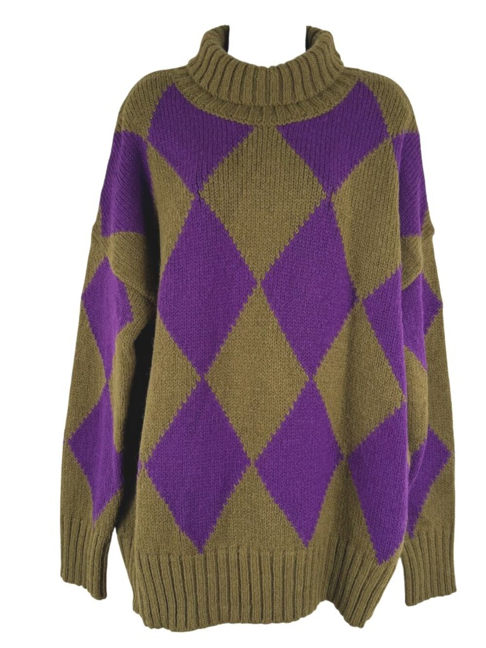 La DoubleJ Argyle Intarsia Knit Jumper Sweater Medium Alpaca Blend FS-1561
